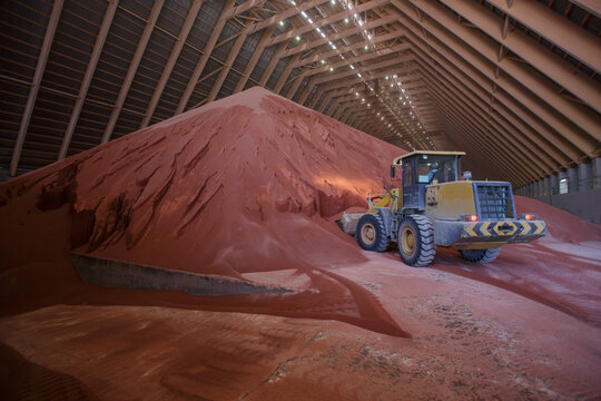 Storehouse of potash fertilizer plant production.