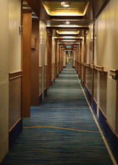 Perspective of cruiseship hallway