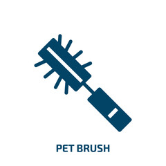 pet brush vector icon. pet brush, pet, grooming filled icons from flat pet grooming concept. Isolated black glyph icon, vector illustration symbol element for web design and mobile apps