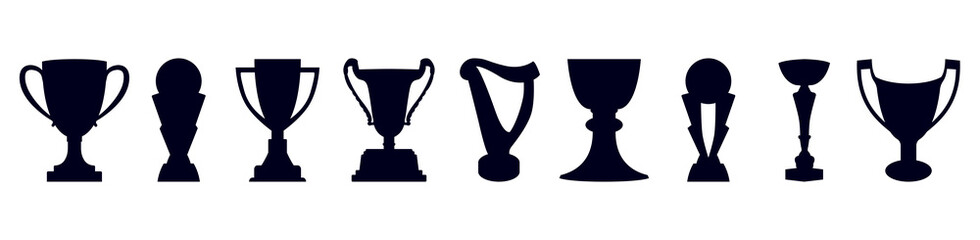 Set of Trophy cup icon collection vector - obrazy, fototapety, plakaty