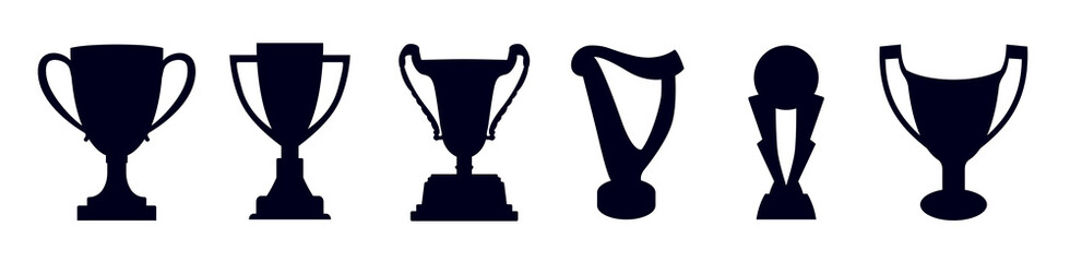 Set of Trophy cup icon collection vector