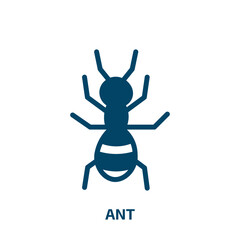 ant vector icon. ant, collection, butterfly filled icons from flat insects concept. Isolated black glyph icon, vector illustration symbol element for web design and mobile apps