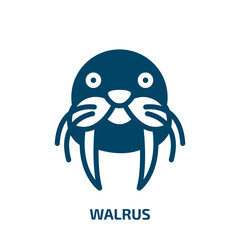 walrus vector icon. walrus, fauna, arctic filled icons from flat animals concept. Isolated black glyph icon, vector illustration symbol element for web design and mobile apps