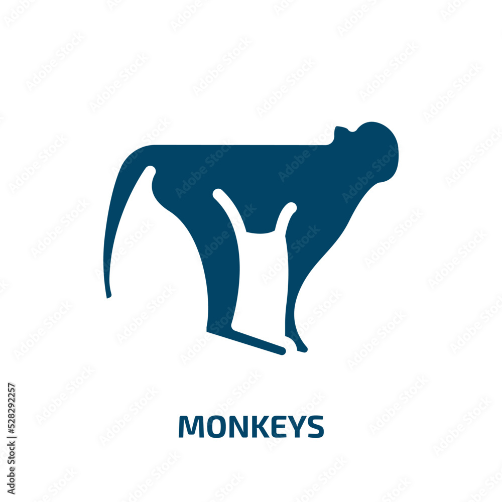 Poster monkeys vector icon. monkeys, monkey, happy filled icons from flat in the zoo concept. isolated blac