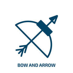 bow and arrow vector icon. bow and arrow, arrow, bow filled icons from flat wildlife concept. Isolated black glyph icon, vector illustration symbol element for web design and mobile apps