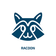 racoon vector icon. racoon, character, emblem filled icons from flat animal head concept. Isolated black glyph icon, vector illustration symbol element for web design and mobile apps