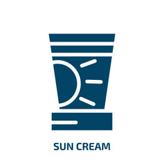 sun cream vector icon. sun cream, sun, sea filled icons from flat desert concept. Isolated black glyph icon, vector illustration symbol element for web design and mobile apps