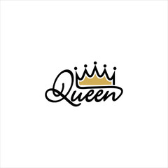word queen logo vector template