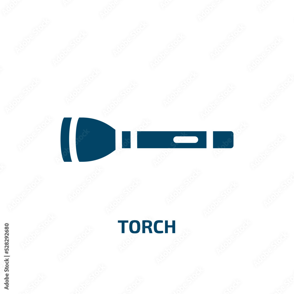 Poster torch vector icon. torch, bright, light filled icons from flat hunting concept. isolated black glyph