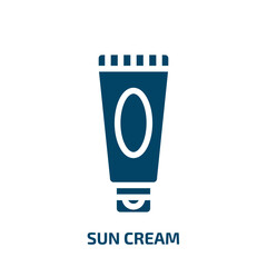 sun cream vector icon. sun cream, sun, sea filled icons from flat desert concept. Isolated black glyph icon, vector illustration symbol element for web design and mobile apps