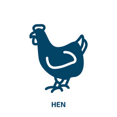 hen vector icon. hen, chicken, poultry filled icons from flat animals concept. Isolated black glyph icon, vector illustration symbol element for web design and mobile apps