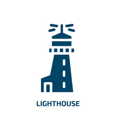 lighthouse vector icon. lighthouse, building, sea filled icons from flat diving concept. Isolated black glyph icon, vector illustration symbol element for web design and mobile apps