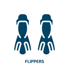 flippers vector icon. flippers, water, beach filled icons from flat diving concept. Isolated black glyph icon, vector illustration symbol element for web design and mobile apps © VectorStockDesign