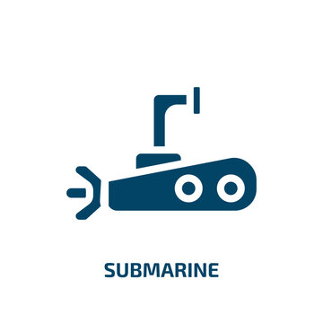 submarine vector icon. submarine, ship, marine filled icons from flat diving concept. Isolated black glyph icon, vector illustration symbol element for web design and mobile apps