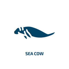 sea cow vector icon. sea cow, sea, ocean filled icons from flat animals concept. Isolated black glyph icon, vector illustration symbol element for web design and mobile apps
