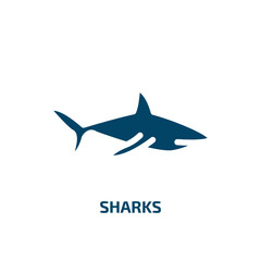 sharks vector icon. sharks, shark, ocean filled icons from flat animals concept. Isolated black glyph icon, vector illustration symbol element for web design and mobile apps