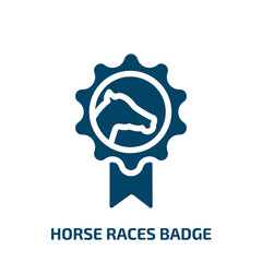 horse races badge vector icon. horse races badge, equestrian, horse filled icons from flat horses concept. Isolated black glyph icon, vector illustration symbol element for web design and mobile apps