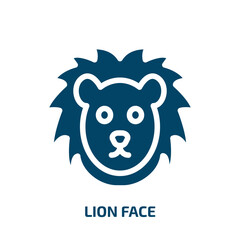 lion face vector icon. lion face, lion, animal filled icons from flat funny animals concept. Isolated black glyph icon, vector illustration symbol element for web design and mobile apps