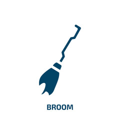 broom vector icon. broom, work, equipment filled icons from flat halloween concept. Isolated black glyph icon, vector illustration symbol element for web design and mobile apps
