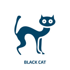 black cat vector icon. black cat, cute, domestic filled icons from flat halloween concept. Isolated black glyph icon, vector illustration symbol element for web design and mobile apps