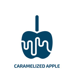 caramelized apple vector icon. caramelized apple, candy, caramel filled icons from flat halloween concept. Isolated black glyph icon, vector illustration symbol element for web design and mobile apps