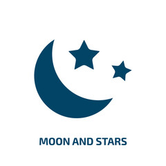moon and stars vector icon. moon and stars, moon, star filled icons from flat poi nature concept. Isolated black glyph icon, vector illustration symbol element for web design and mobile apps