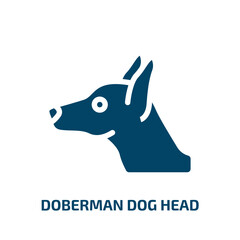 doberman dog head vector icon. doberman dog head, head, pet filled icons from flat woof woof concept. Isolated black glyph icon, vector illustration symbol element for web design and mobile apps