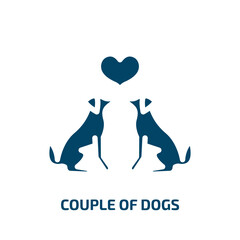 couple of dogs vector icon. couple of dogs, couple, dog filled icons from flat dog and training concept. Isolated black glyph icon, vector illustration symbol element for web design and mobile apps