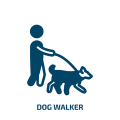 dog walker vector icon. dog walker, walker, dog filled icons from flat dog and training concept. Isolated black glyph icon, vector illustration symbol element for web design and mobile apps