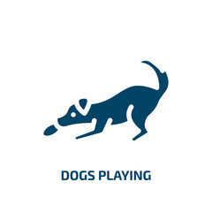 dogs playing vector icon. dogs playing, pet, playing filled icons from flat dog and training concept. Isolated black glyph icon, vector illustration symbol element for web design and mobile apps
