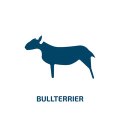 bullterrier vector icon. bullterrier, husky, dachshund filled icons from flat dog breeds fullbody concept. Isolated black glyph icon, vector illustration symbol element for web design and mobile apps