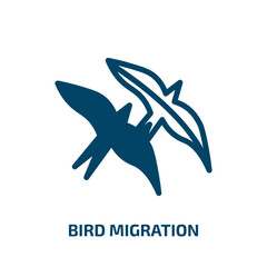 bird migration vector icon. bird migration, fly, feather filled icons from flat autumn concept. Isolated black glyph icon, vector illustration symbol element for web design and mobile apps