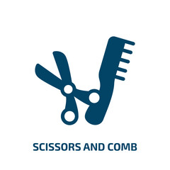 scissors and comb vector icon. scissors and comb, beauty, hair filled icons from flat hair salon concept. Isolated black glyph icon, vector illustration symbol element for web design and mobile apps