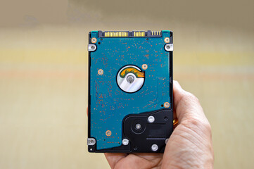 Hand holding 2.5 inch hard drive, swivel plate type It is still commonly used today.