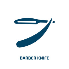 barber knife vector icon. barber knife, knife, steel filled icons from flat beauty concept. Isolated black glyph icon, vector illustration symbol element for web design and mobile apps