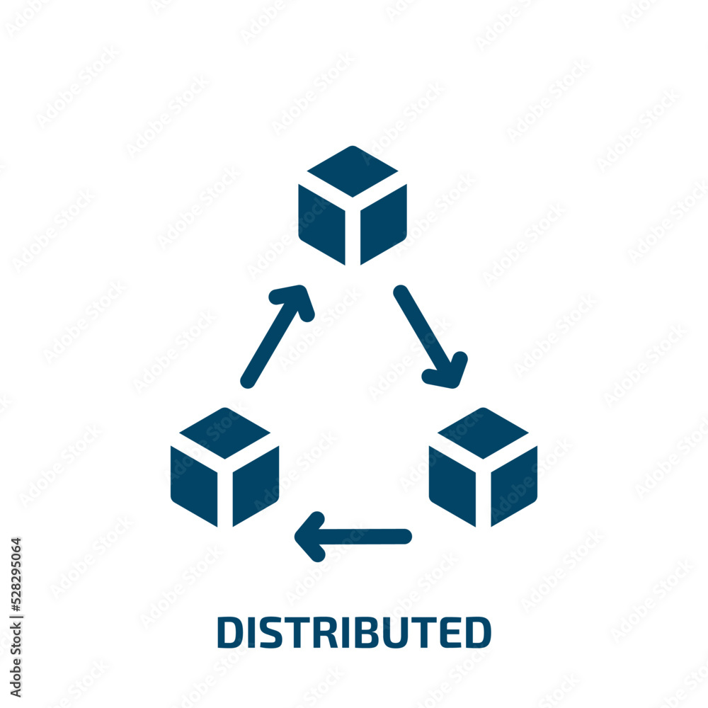 Poster distributed vector icon. distributed, distribution, shipping filled icons from flat blockchain conce