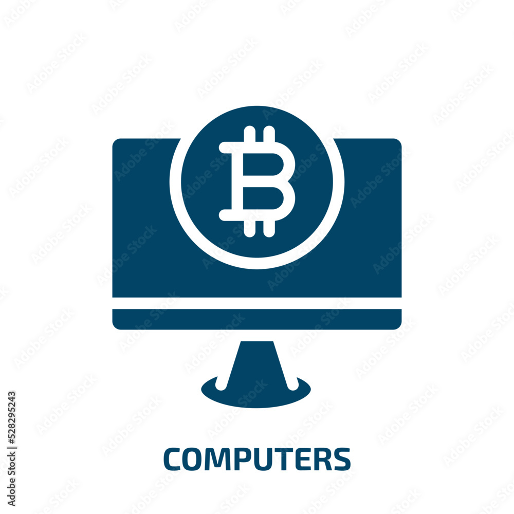 Poster computers vector icon. computers, computer, internet filled icons from flat bitcoin concept. isolate