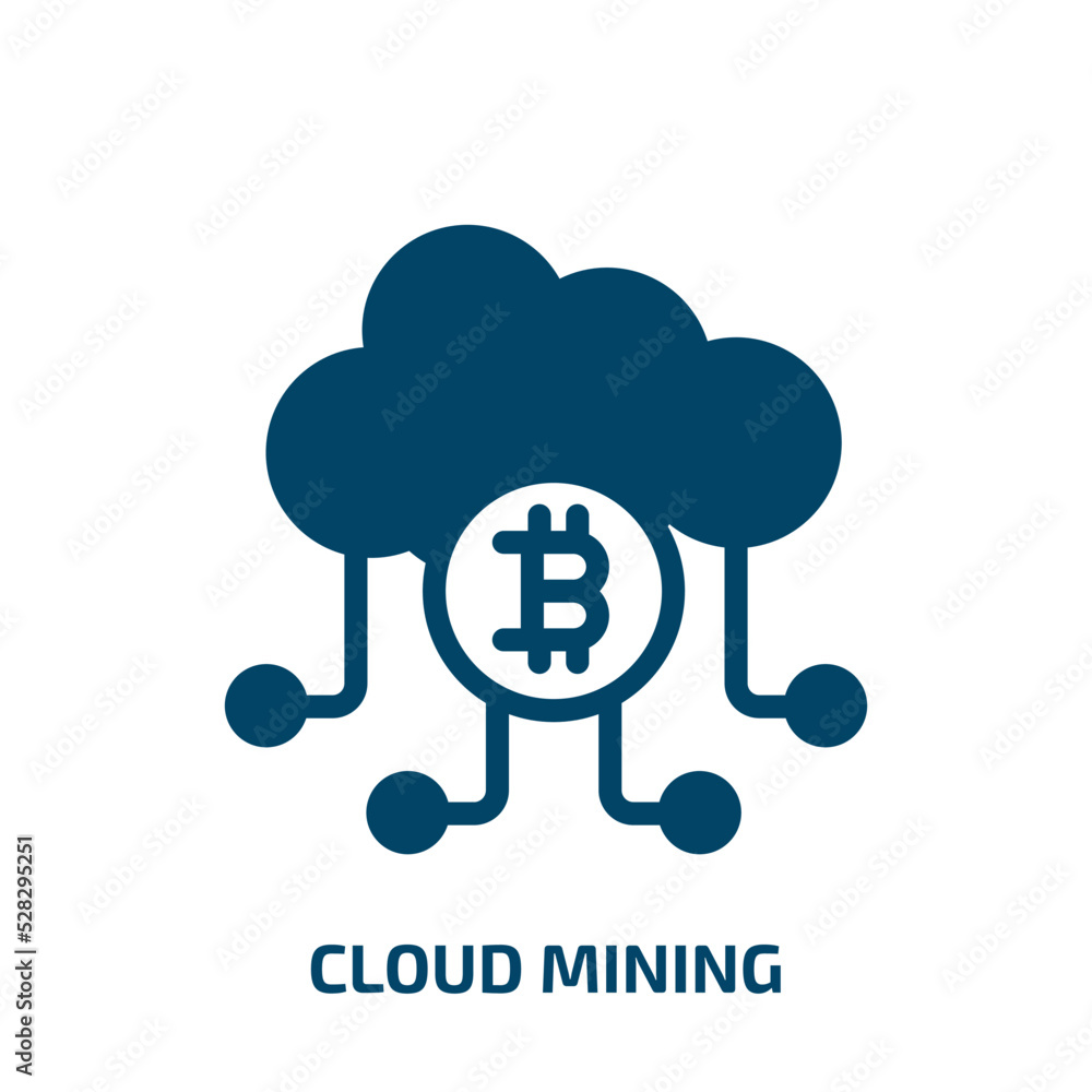 Poster cloud mining vector icon. cloud mining, cloud, internet filled icons from flat bitcoin concept. isol
