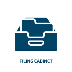 filing cabinet vector icon. filing cabinet, storage, furniture filled icons from flat workplace concept. Isolated black glyph icon, vector illustration symbol element for web design and mobile apps