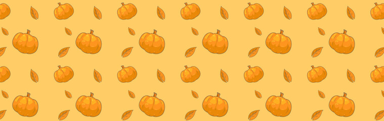 autumn leaves and pumpkin seamless pattern. Autumn background