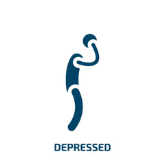 depressed vector icon. depressed, person, depression filled icons from flat jobless concept. Isolated black glyph icon, vector illustration symbol element for web design and mobile apps