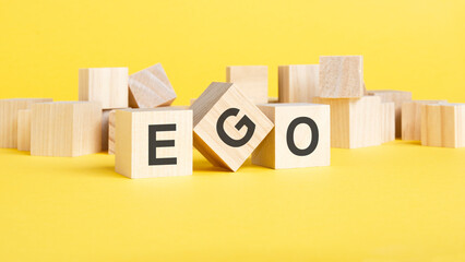 EGO. three wooden blocks with lettter