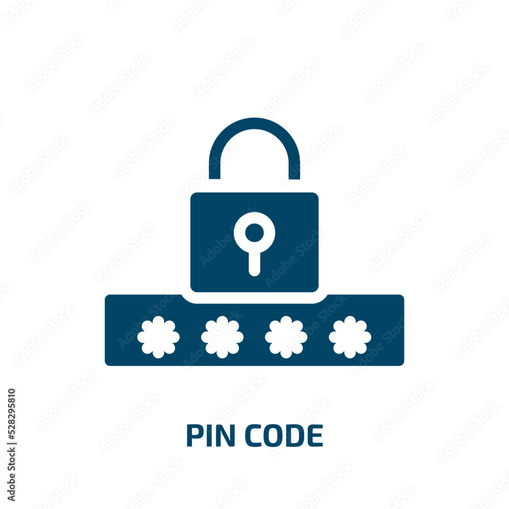 Poster pin code vector icon. pin code, pin, code filled icons from flat finance concept. isolated black gly