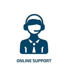 online support vector icon. online support, support, communication filled icons from flat business concept. Isolated black glyph icon, vector illustration symbol element for web design and mobile apps