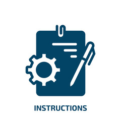 instructions vector icon. instructions, education, instruction filled icons from flat business management concept. Isolated black glyph icon, vector illustration symbol element for web design and