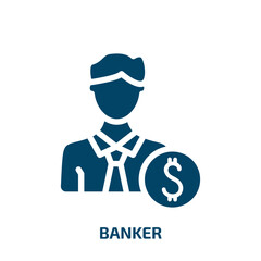 banker vector icon. banker, business, work filled icons from flat banking concept. Isolated black glyph icon, vector illustration symbol element for web design and mobile apps