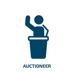 auctioneer vector icon. auctioneer, auction, business filled icons from flat auction concept. Isolated black glyph icon, vector illustration symbol element for web design and mobile apps