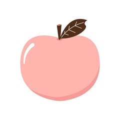 Peach cartoon vector. Doodle peach with leaves icon. Peach fruit in shape of heart isolated on white background. Farm, natural food, fresh fruits.