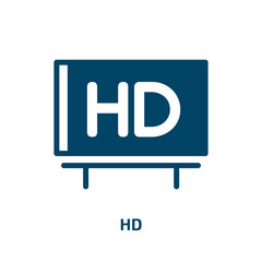 hd logo vector icon. hd logo, hd, emblem filled icons from flat cinema concept. Isolated black glyph icon, vector illustration symbol element for web design and mobile apps