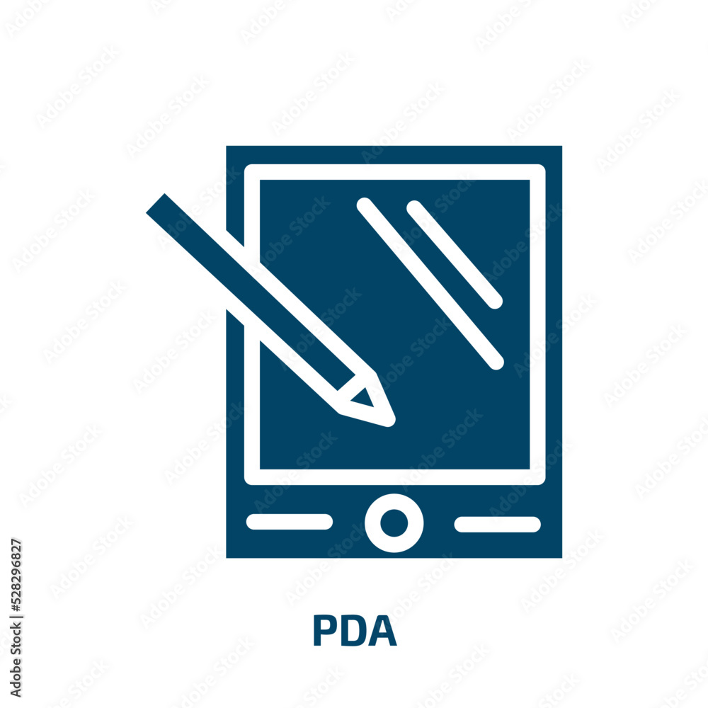 Poster pda vector icon. pda, tablet, computer filled icons from flat communication concept. isolated black 